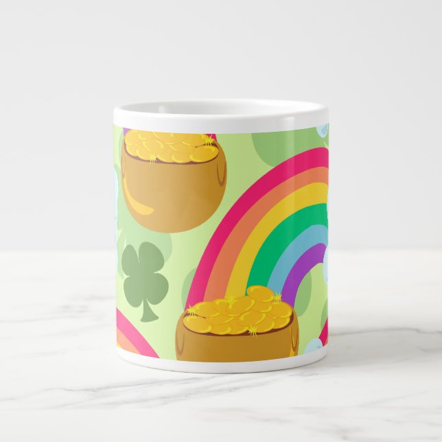 Luck Pot O Gold Pattern Giant Coffee Mug (Front)