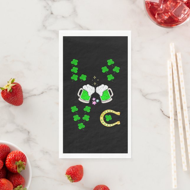 Luck Shamrock Dublin Day Horseshoe Irish Paper Guest Towels (Insitu)