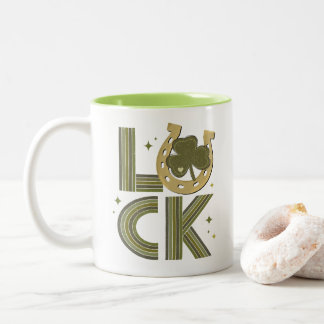 Luck Shamrock Horseshoe St Patrick's Day Irish Two-Tone Coffee Mug