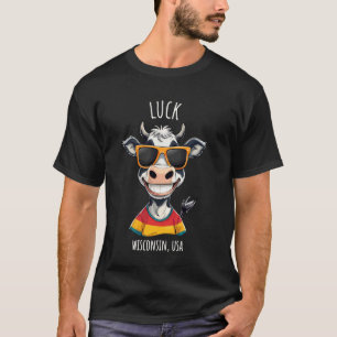 Luck WI USA Funny Cow Cartoon Design T-Shirt