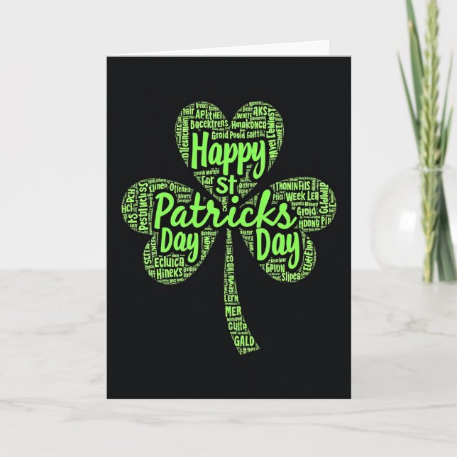 Luck Word Art St Patricks Day Card (Front)