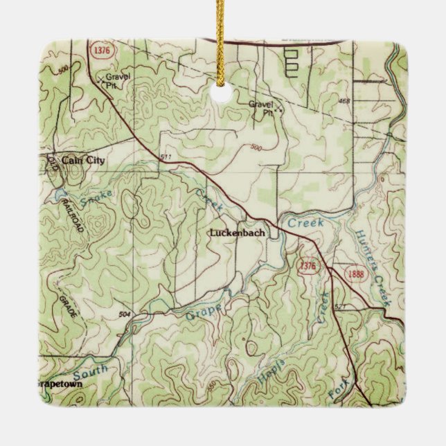 Luckenbach Topo Map Ceramic Ornament (Back)