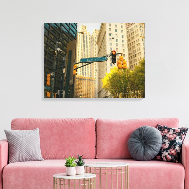 Luckie Street Stretched Canvas Print (Insitu(LivingRoom))