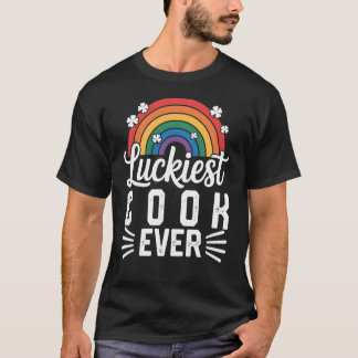 Luckiest Cook Ever St Patricks Day Rainbow Shamroc T-Shirt
