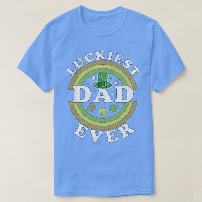Luckiest Dad Ever Matching St Pattys Day Retro Vin T-Shirt (Design Front)