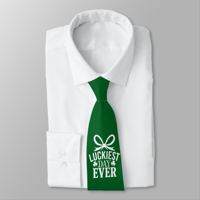 Luckiest Day Ever St Patricks Day Irish Lucky  Neck Tie (Tied)