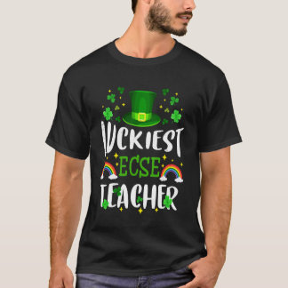 Luckiest ECSE Teacher St Patricks Day Leprechaun T-Shirt