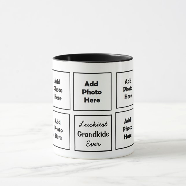 Luckiest Grandkids Ever Grandma or Grandpa 9 Photo Mug (Center)