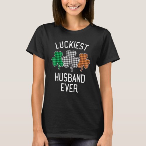 Luckiest Husband Ever St Patrick S Day Irish Plaid T_Shirt