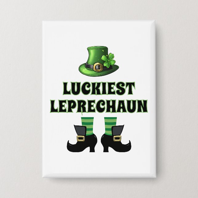 Luckiest Leprechaun Matching St. Patrick's Day Button (Front)