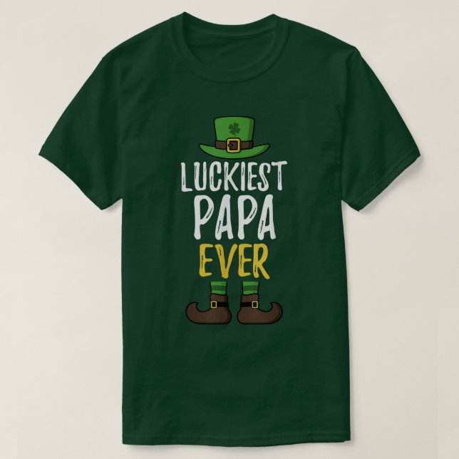Luckiest Papa Ever Leprechaun St  T-Shirt (Design Front)