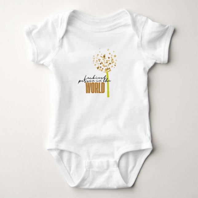 Luckiest person in the world baby bodysuit (Front)