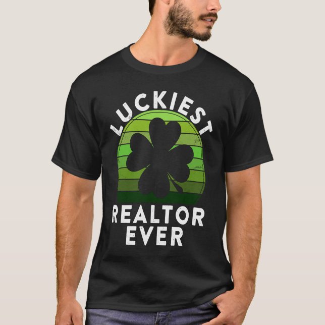 Luckiest Realtor Ever  Shamrock Sunset St Patricks T-Shirt (Front)