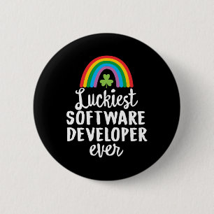 Luckiest Software Developer Ever St Patrick Day Sh Button