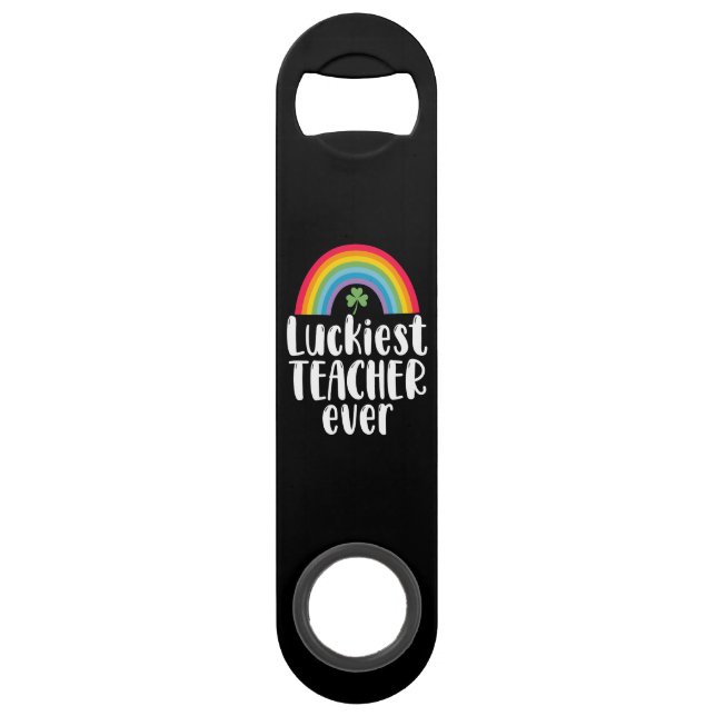 Luckiest Teacher Ever School Gift St Patricks Day  Bar Key (Front)