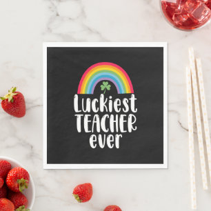 Luckiest Teacher Ever School Gift St Patricks Day  Napkins