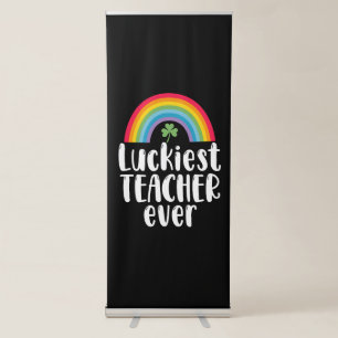 Luckiest Teacher Ever School Gift St Patricks Day  Retractable Banner