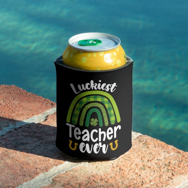 Luckiest Teacher Ever School St Patrick's Day Can Cooler (In Situ Pool)