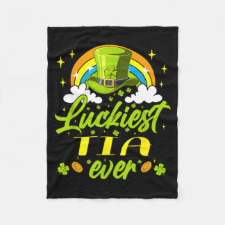 Luckiest Tia Ever Shamrocks Lucky St Patricks Day  Fleece Blanket