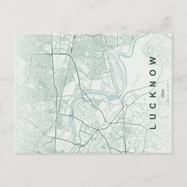 Lucknow India City Map Minimal Design Postcard (Front)