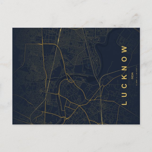 Lucknow India City Map Minimal Design Postcard (Front)