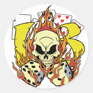 Lucky 13 Dice and Skull Classic Round Sticker