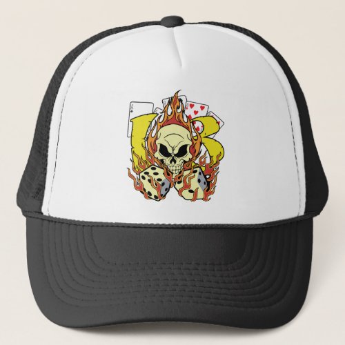 Lucky 13 Dice and Skull Trucker Hat