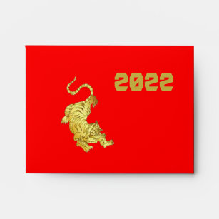 LUCKY 2022 Chinese New Year Gold TIGER Red Envelope