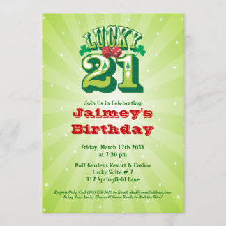 Lucky 21 - Custom Birthday Party Invitation