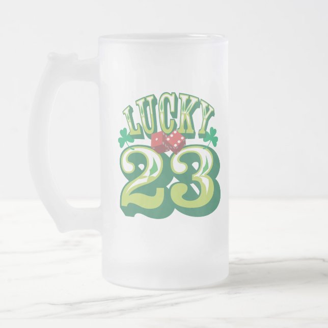 Lucky 23 Glass Beer Mug (Left)