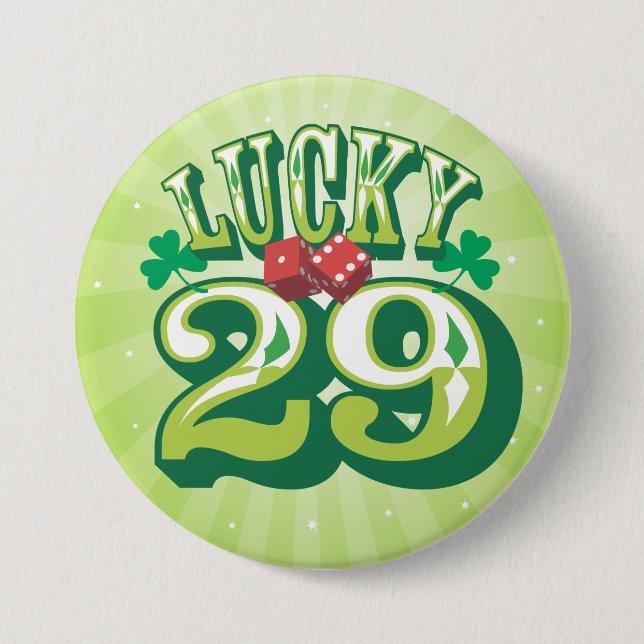 Lucky 29 - Birthday Button Badge Pin (Front)