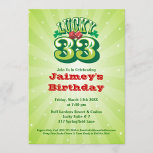 Lucky 33 - Custom Birthday Party Invitation