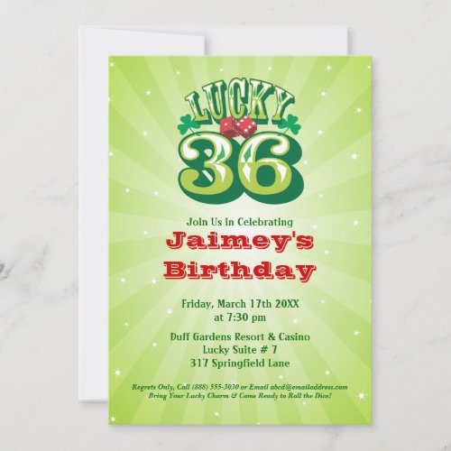 Lucky 36 _ Custom Birthday Party Invitation