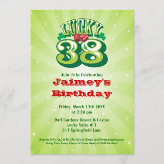 Lucky 38 - Custom Birthday Party Invitation