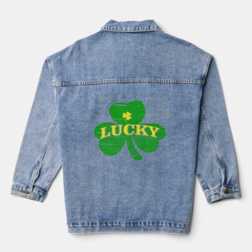 Lucky 4 Leaf C St Patrick s Day  Denim Jacket