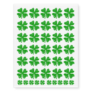 Lucky 4 leaf clover green shamrock St Patricks Day Temporary Tattoos