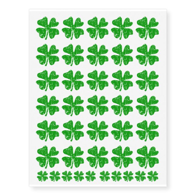 Lucky 4 leaf clover green shamrock St Patricks Day Temporary Tattoos (Front)