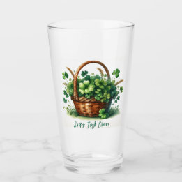 Lucky 4-Leaf Clover Irish Glass Cup