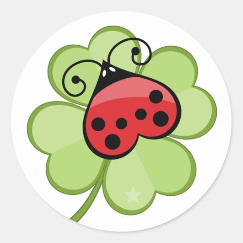 Lucky 4 Leaf Clover Ladybug Ladybird Cute Stickers