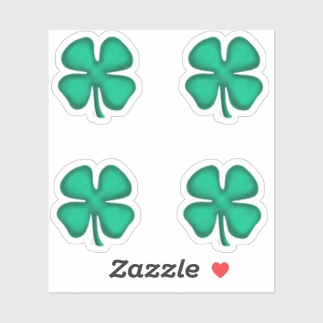 Lucky 4 Leaf Irish Clover 4 small contour stickers (Sheet)