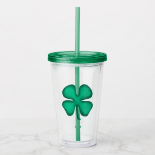 Lucky 4 Leaf Irish Clover acrylic tumbler