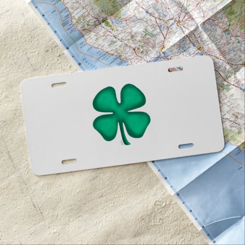 Lucky 4 Leaf Irish Clover aluminum license plate