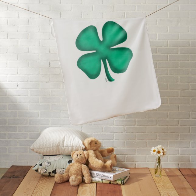 Lucky 4 Leaf Irish Clover baby blanket (In Situ)