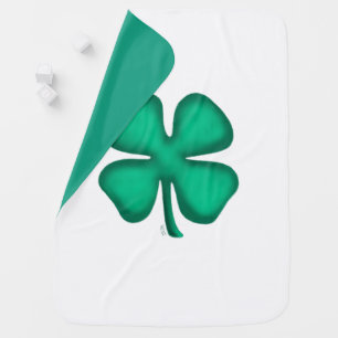 Lucky 4 Leaf Irish Clover baby blanket 2 sided