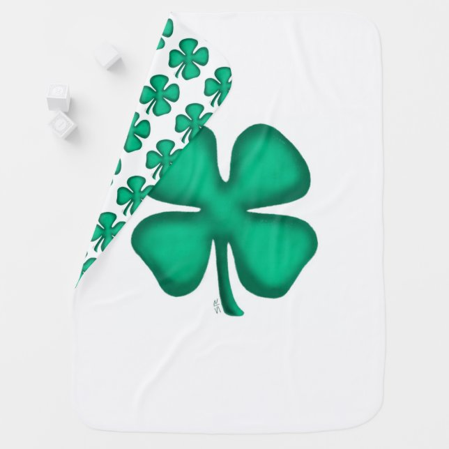 Lucky 4 Leaf Irish Clover baby blanket many clover (In Situ)