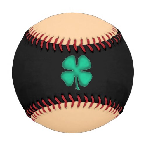 Lucky 4 Leaf Irish Clover black and tan baseball