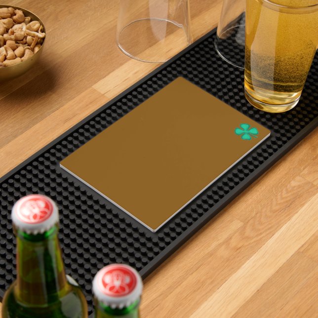 Lucky 4 Leaf Irish Clover brown bar mat (Insitu (Bar 2))