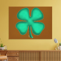 Lucky 4 Leaf Irish Clover brown canvas print