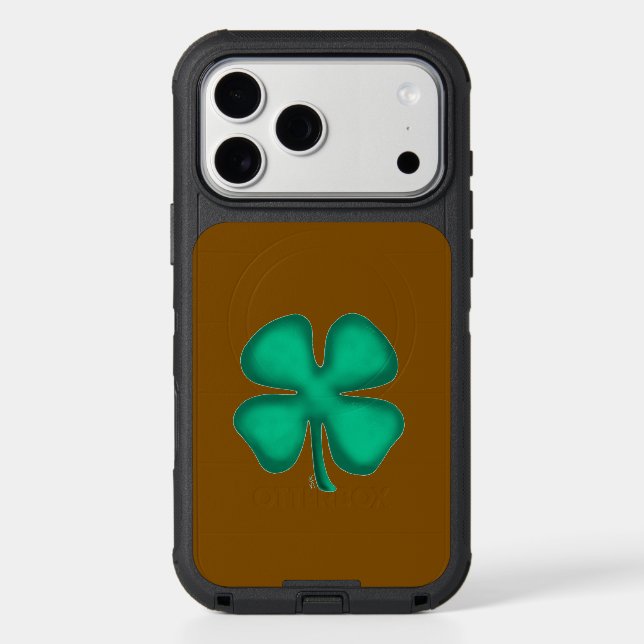 Lucky 4 Leaf Irish Clover brown iPhone 17 Max case (Back)