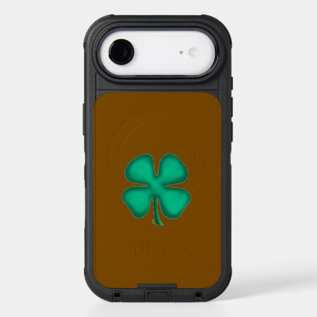 Lucky 4 Leaf Irish Clover brown iPhone 17 OB case (Back)